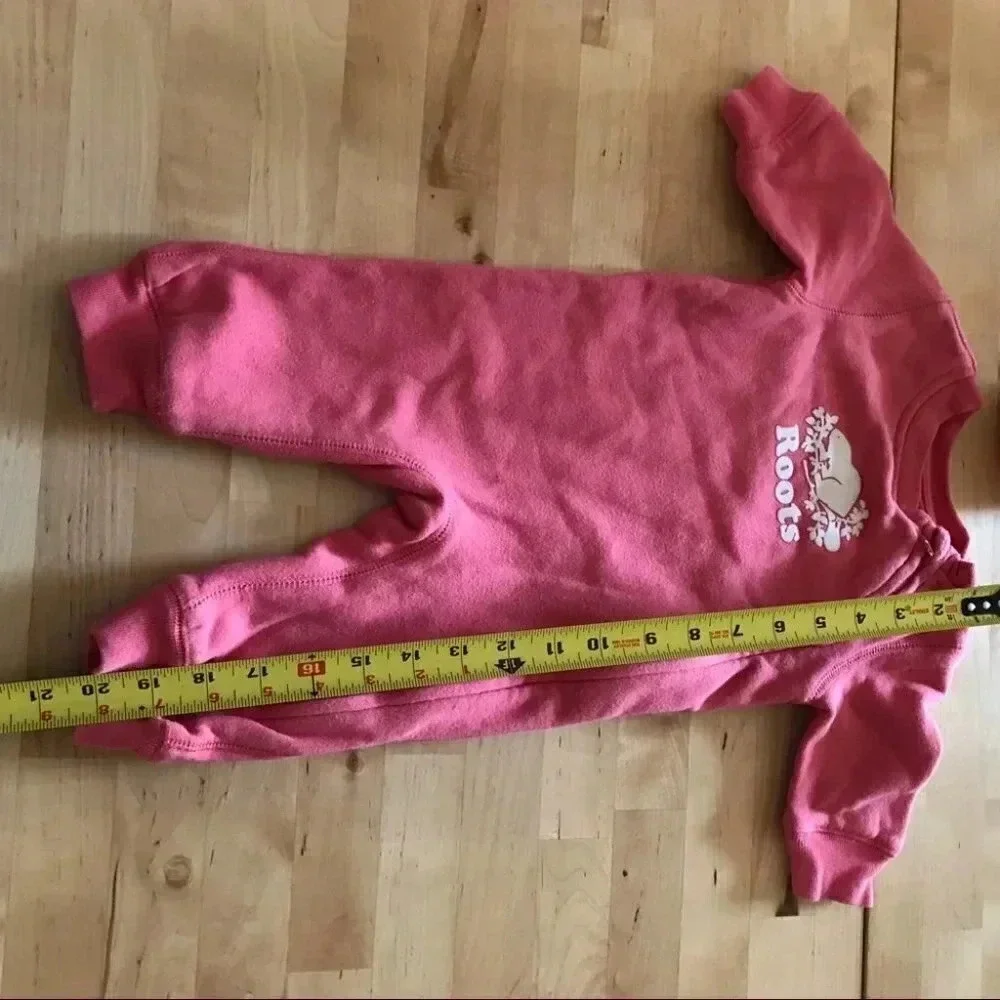 ROOTS Canada Baby Infant Pink Fleece Sweater Zip One Piece Sz 3 - 6 Months S
